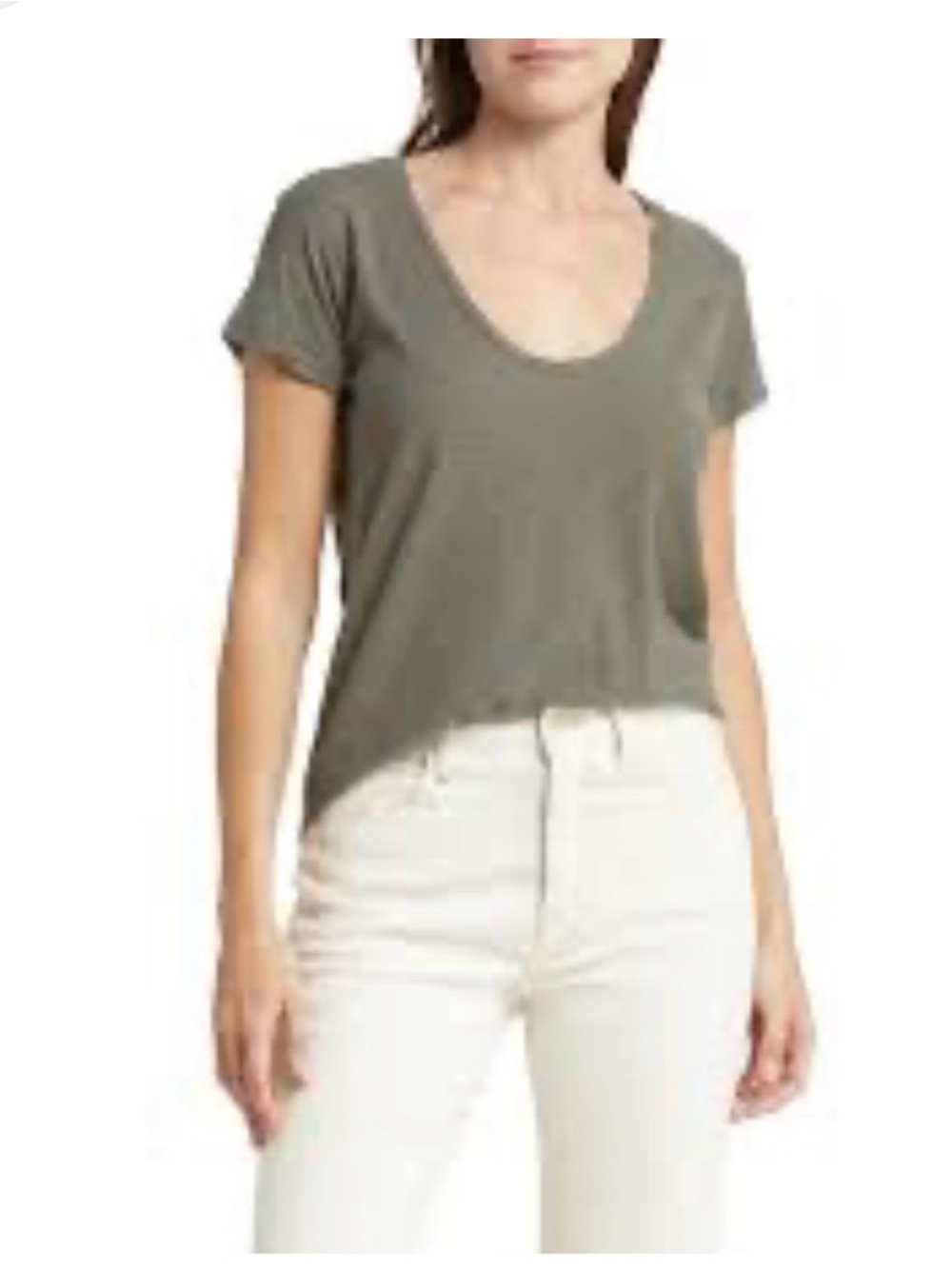 James Perse Olive Scoop Neck Short Sleeve Tee Size 2 Premium Perfect Tee
